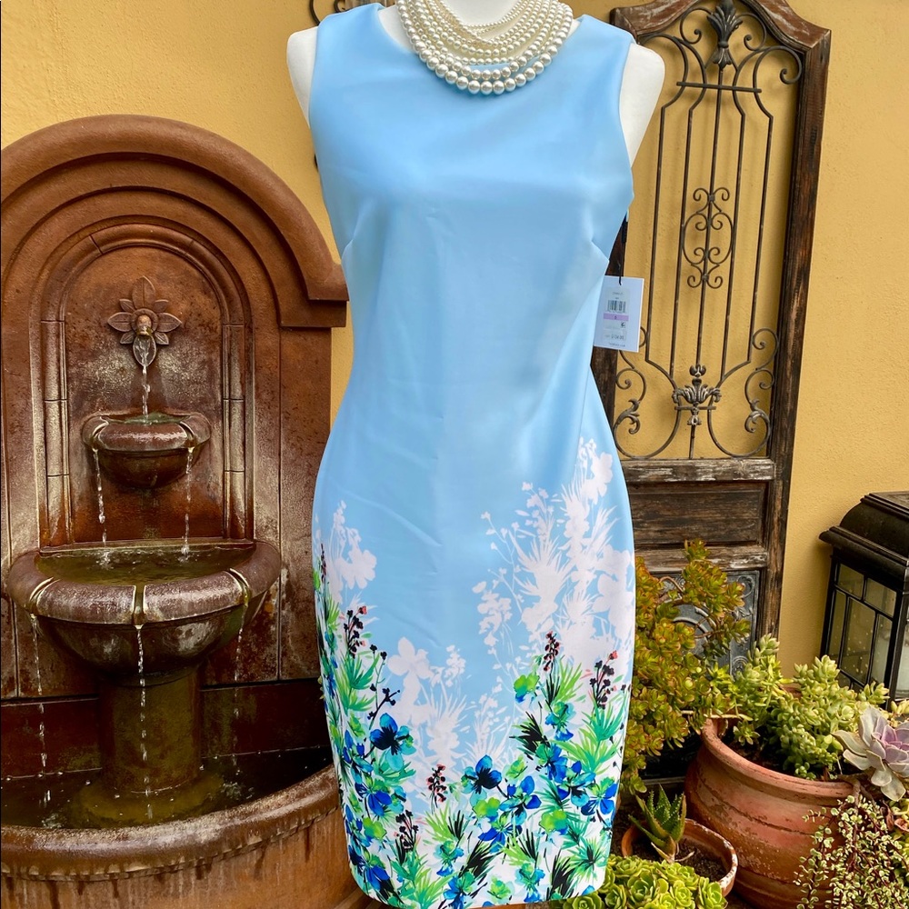 Sleeveless sheath dress. Calvin Klein